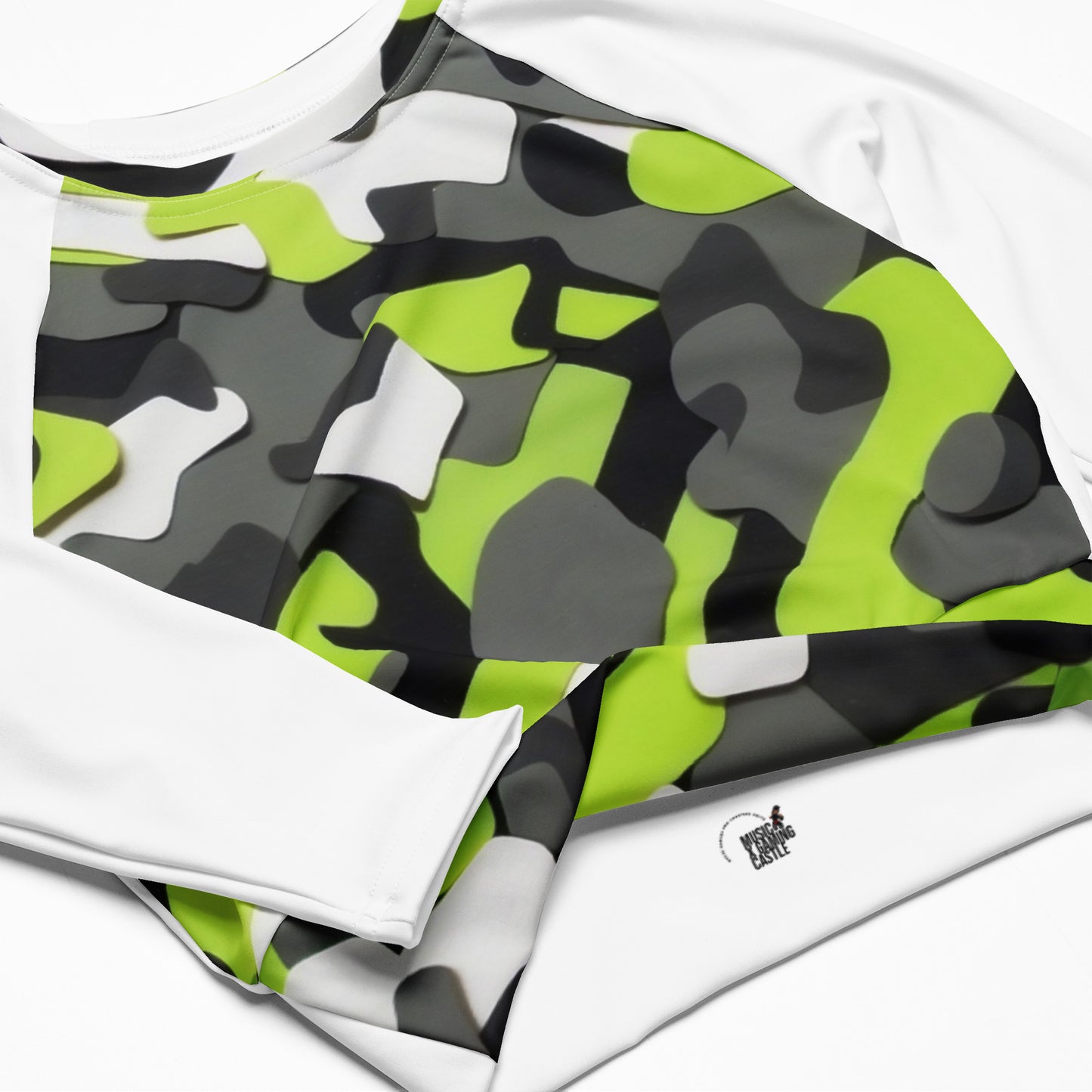 Long-sleeve Castle Camo crop top