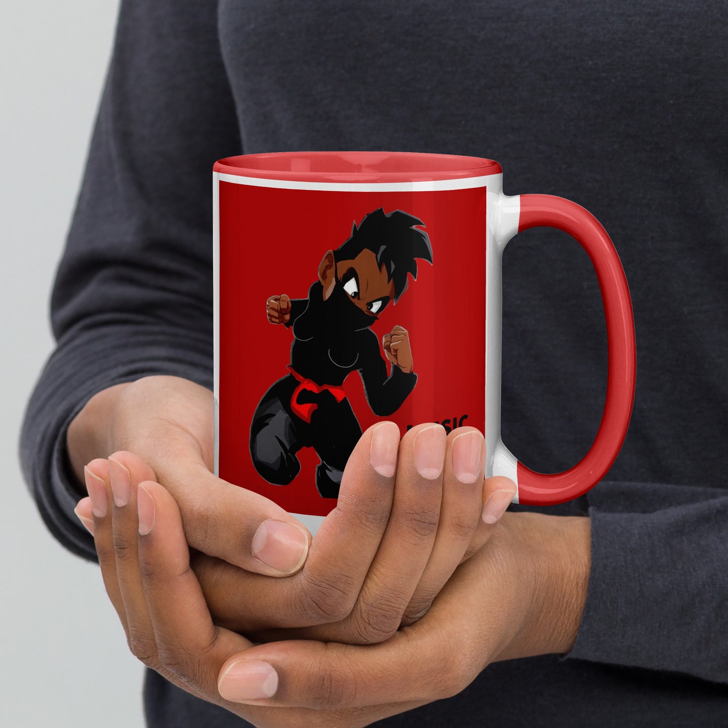Red Ninja Coffee Mug with Color Inside