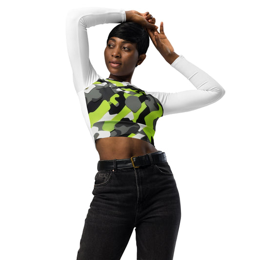Long-sleeve Castle Camo crop top